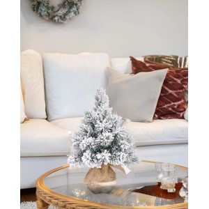 Albero di Natale artificiale Mini abete PVC base juta H 45 x Ø 23 cm