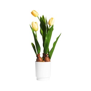 Tulipano finto in vaso 3 fiori Ø9,5x9,5x45 cm giallo