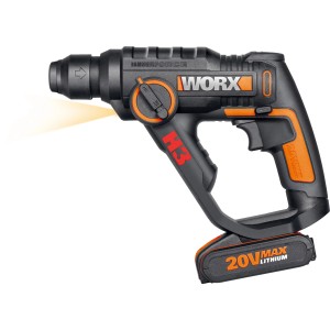 Worx Tassellatore a batteria WX390.1 Solo, trapano a percussione a batteria nero e arancione.