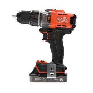 Trapano avvitatore a batteria Black+Decker, nero e arancione.