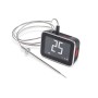 Stazione base Weber Smart Hub nera e argento con sonda di temperatura e display digitale.