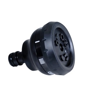 Testa a spruzzo nera t.b.t. per irrigazione con diversi tipi di getto.