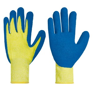Guanti antitaglio LUX taglia 8, guanti da lavoro con rivestimento in nitrile, giallo/blu.