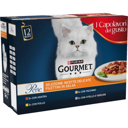 Cibo umido per gatti Purina Gourmet Perle Carni Delicate 12x85g