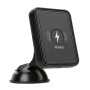 Supporto per telefono da auto wireless nero con ventosa.