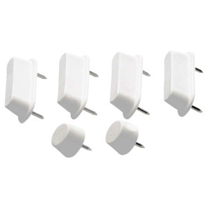 Set di montaggio WC bianchi con chiodi per accessori.