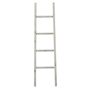 Scala decorativa in legno bianco per decorazioni natalizie.