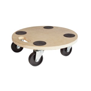 Tavola di trasporto rotonda TR-200 con capacità di carico di 200 kg e ruote per un facile trasporto.