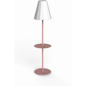 t.b.t. Lampada da esterno con paralume bianco e ripiano rosa. Lampada decorativa da giardino.