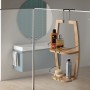Mensola da bagno in bambù da appendere alla parete della doccia, con due ripiani per accessori doccia.