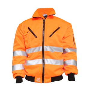 Giacca da lavoro arancione t.b.t. con riflettori per alta visibilità.