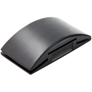 Blocco abrasivo manuale LUX in PVC nero per carta vetrata, ideale per la lavorazione del legno.