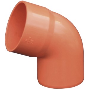 Curva per tubo di scarico arancione per tubi di acque reflue.