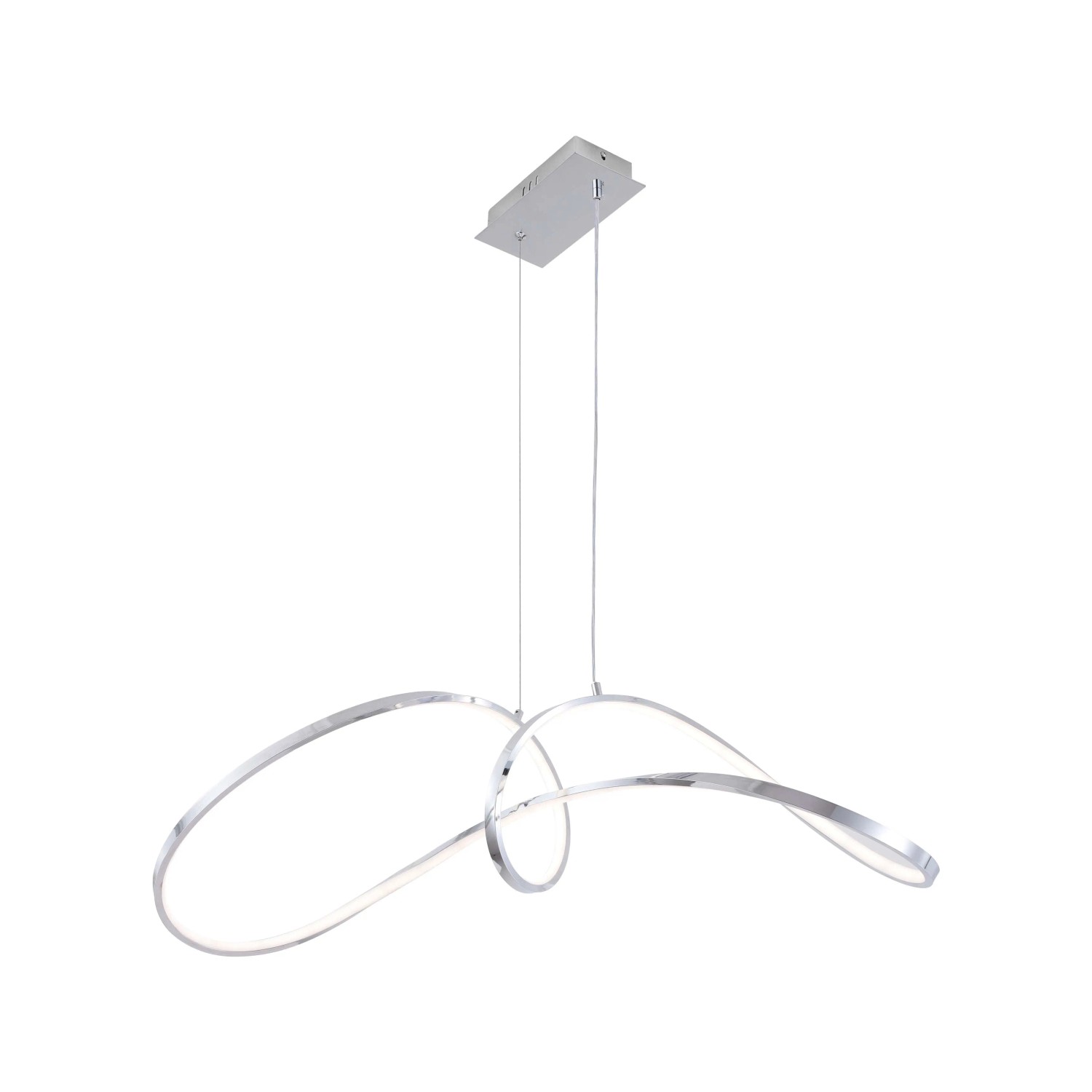 Lampada a sospensione LED moderna con design curvo per un'illuminazione elegante.
