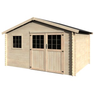 Casetta da giardino Torcal di Decor et Jardin, legno naturale con finestra e doppia porta.