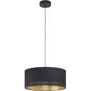 Moderna lampada a sospensione Eglo Esteperra, a 3 luci, nero-oro. Lampada a sospensione con paralume in tessuto e ritagli.