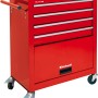 Carrello da officina rosso Einhell TC-TW 100 con 4 cassetti, vano portaoggetti e ruote.