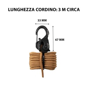 t.b.t. con moschettone e corda marrone. Ideale per la categoria Tenditori e Cinghie di fissaggio.