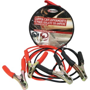 Set cavi di avviamento con borsa per la cura dell'auto. Cavi rossi e neri con pinze.