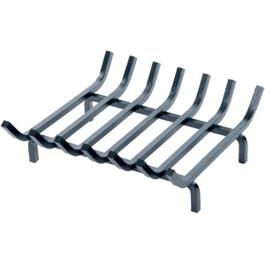 Griglia portalegna nera in metallo per camino e stufa.