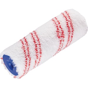 Rullo per vernice LUX, 12 cm, per verniciare con precisione piccole superfici. Rullo in microfibra con strisce rosse.