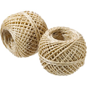 Due gomitoli di corda PP beige, 30 m, in plastica resistente agli strappi per uso interno ed esterno.
