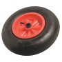 Ruota pneumatica con cerchio in plastica rosso e profilo scanalato nero, Ø 400 mm, portata 200 kg.