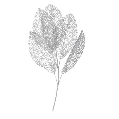 Ramo in plastica foglie argento 63 cm