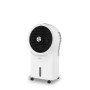 Ventilatore bianco mobile con serbatoio acqua per raffreddamento.
