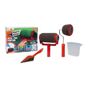 Set di rulli t.b.t. con rullo per pittura, pennello e contenitore per pittura.