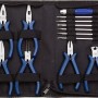 Set meccanico LUX 14 pezzi in custodia di pelle: pinze, cacciaviti e inserti per lavori di precisione.