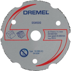 Disco da taglio Dremel DSM500 per mini utensili, adatto per PVC e legno.