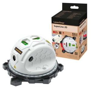 Laserliner SuperLine 2D: laser a 2 linee con smorzamento magnetico e blocco di trasporto.