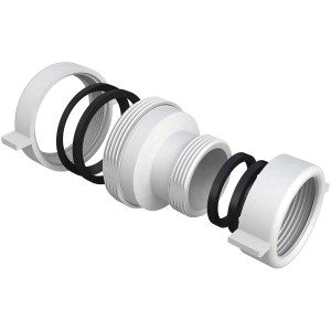 Prolunga sifone t.b.t., parti in plastica bianca e anelli di tenuta.