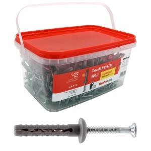 Secchio con 400 tasselli t.b.t. 6x37 mm, viti incluse. Ideale per fissaggi.