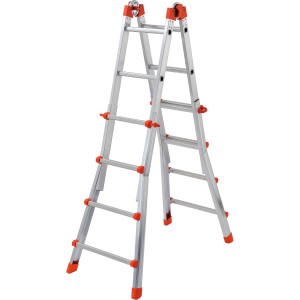 Scala t.b.t. argentata con dettagli rossi per edilizia.