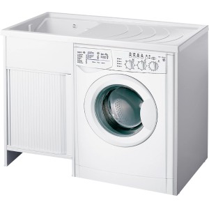 Mobile lavatoio bianco con lavatrice integrata. Lavatoi.