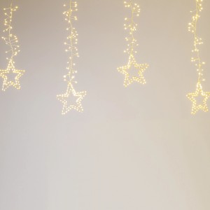 Catene luminose a stella per esterni, sospese, bianco caldo, festive per giardino e balcone.
