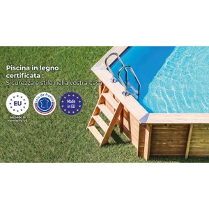 Piscina fuori terra in legno ovale Gre Bambu 2 da 535x335 H136 cm