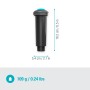 Irrigatore a scomparsa Gardena SD80 per irrigazione fino a 80 m², dettagli su dimensioni e peso.