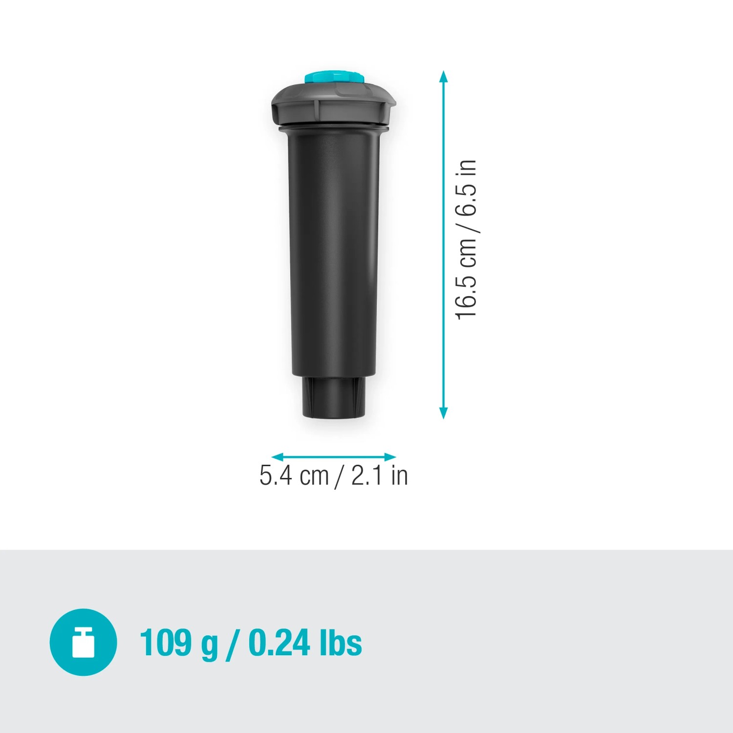 Irrigatore a scomparsa Gardena SD80 per irrigazione fino a 80 m², dettagli su dimensioni e peso.