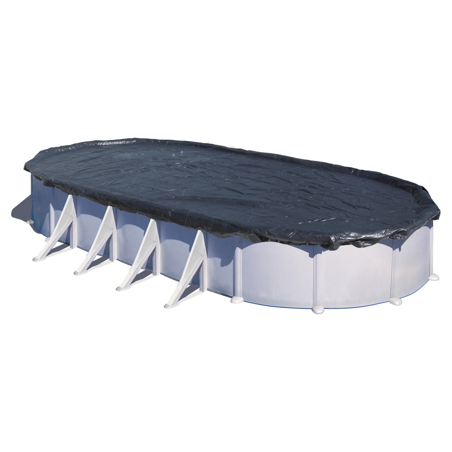 Piscina ovale con copertura invernale nera. Categoria: Coperture invernali.