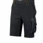 Pantaloncini da lavoro neri t.b.t. con cuciture gialle e tasca cargo.