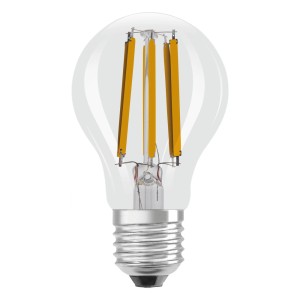 Lampadina LED E27 Osram a forma di lampadina, 8.2W, chiara, bianco caldo. Lampada LED a filamento dimmerabile.