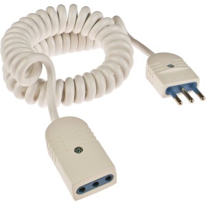 Prolunga a spirale bianca con spina e presa.