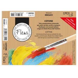 t.b.t. Telaio intelaiato con pennello e macchie di colore. Ideale per colori a olio, acrilici e tempera.