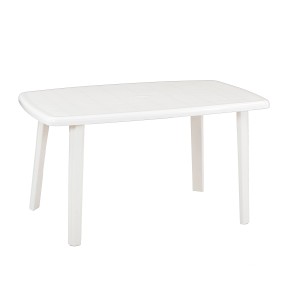 Tavolo da giardino rettangolare bianco in plastica.