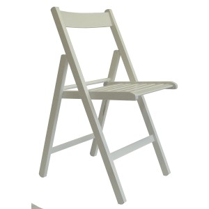 Sedia da giardino pieghevole in legno verniciato bianco.