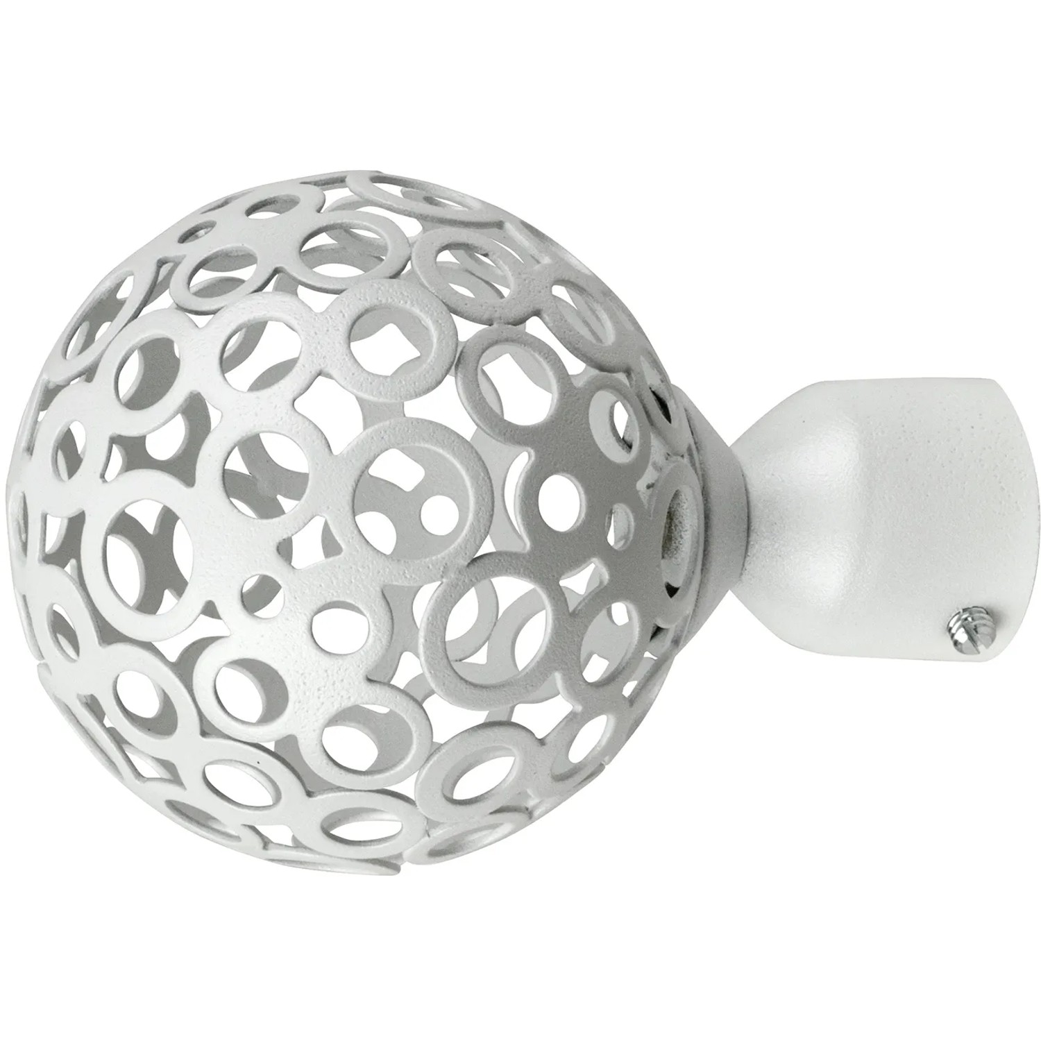 t.b.t. terminale per bastone per tenda, design a sfera, bianco.