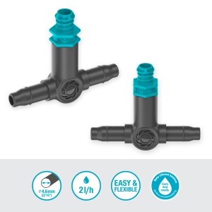 Gardena Gocciolatore in linea, 2 l/h, set da 10 per sistemi Micro-Drip, per irrigazione a fila.